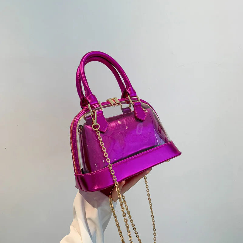 LEFTSIDE 2 Pcs/set Leather Gold Shell Crossbody Bag with Short Handle for Women Small 2023 Trend Chain Handbags Y2k Style