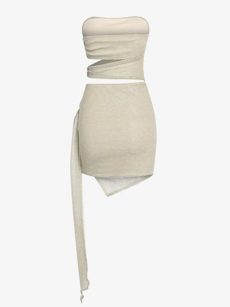ZAFUL Party Vegas Dress For Women Prom Dresses Mini Dress Bandeau Sleeveless Cut Out O Ring Y2K Sexy Tube Dress Bodycon Nightout