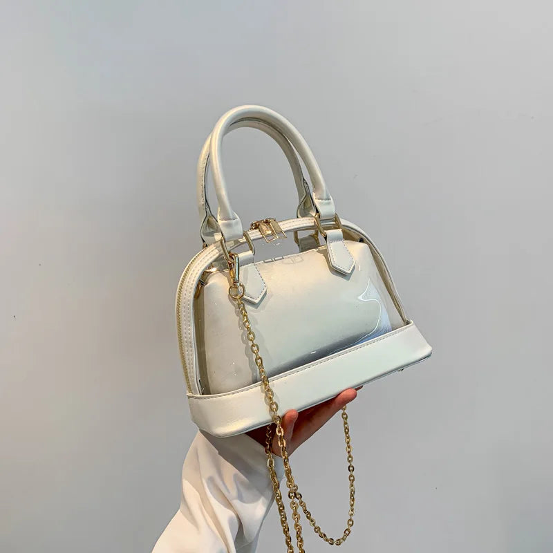 LEFTSIDE 2 Pcs/set Leather Gold Shell Crossbody Bag with Short Handle for Women Small 2023 Trend Chain Handbags Y2k Style